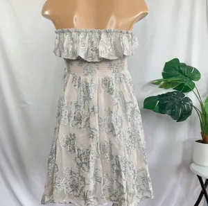 Free People RARE Gardenia Cream & Silver Ruffle Mini Dress thumbnail 4