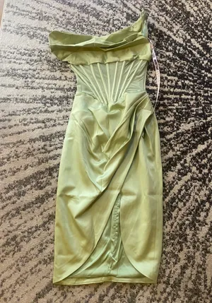 House Of CB Lulu Corset On-Shoulder Satin Midi Dress size S thumbnail 2