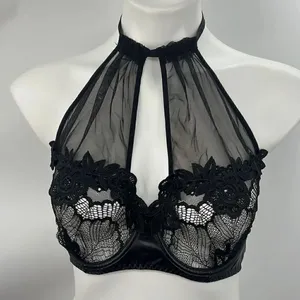 Dream girl lace black medium halter bra thumbnail 1