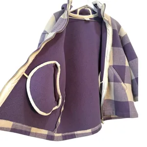 United Colors of Benetton Hooded Wool Coat Purple Plaid Women’s 38 thumbnail 2