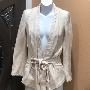 Zara Basic beige v neck wrap blazer jacket thumbnail 2