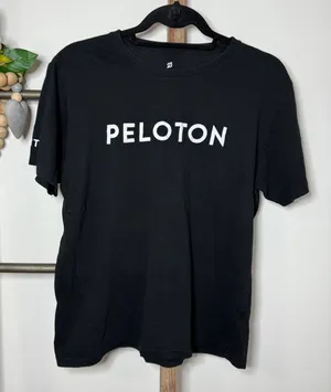 Peloton Black T Shirt Women's Size Medium 100 Century Logo Athletic thumbnail 1