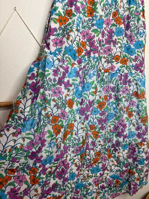 Anthropologie Roller Rabbit Dress Blomst Doe Silk Cotton Floral Shirred Sundress thumbnail 12