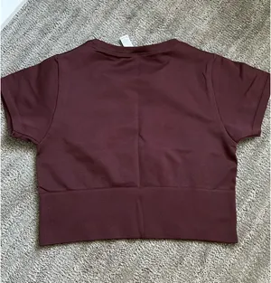 OFFLINE by Aerie Sidewalk Seamless Cropped T-Shirt Maroon thumbnail 2