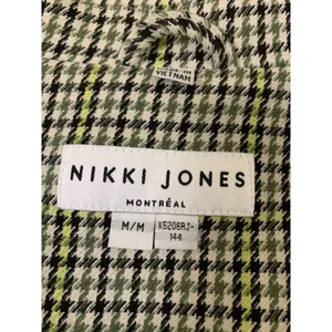 Nikki Jones Montreal Green Houndstooth Button Front‎ Jacket Womens Medium thumbnail 4