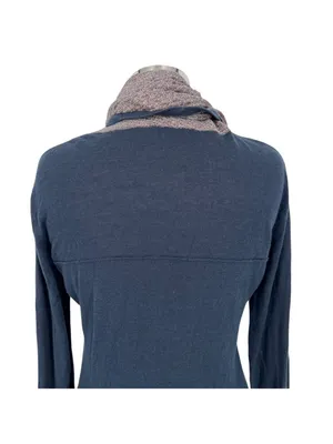 Skunkfunk Navy Long-Sleeve Knit Top With Textured Cowl Neck Size 4 thumbnail 7