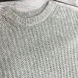 American Eagle Open knit crew neck pulloverer sweaterter gray Medium oversized thumbnail 11