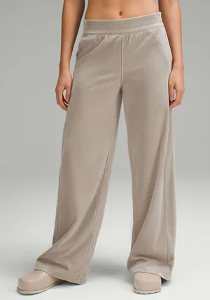 Lululemon Scuba Mid-Rise Wide-Leg Pant Velvet Cord Riverstone Size 2 thumbnail 1