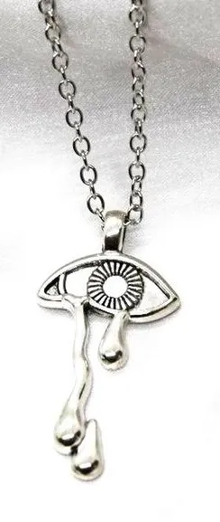 Trippy Dripping Eye Necklace Silver thumbnail 1