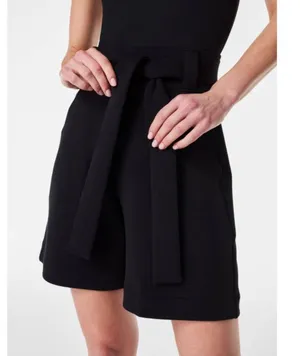 Spanx AirEssentials Bermuda Short Very Black High-Rise Waist Tie-Waist Belted XS thumbnail 1