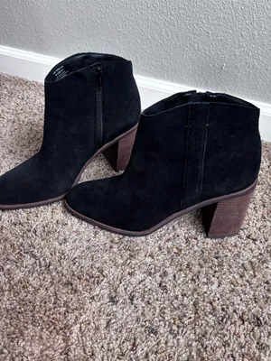 Lucky Brand Black Suede Ankle Booties with Block Heel thumbnail 4