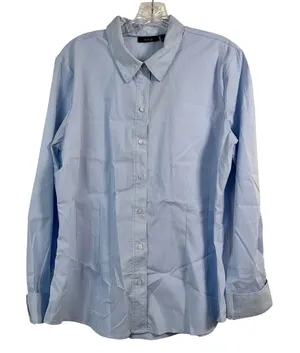 Apt 9 Womens Blue White Pinstripe Button Down‎ Shirt XL Structured Top thumbnail 1