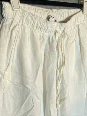 White Made in Italy Coastal Breathable quiet luxury White Pants Boho‎ Small thumbnail 7
