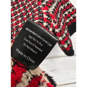 POL Fuzzy Striped Crop Sweater Top Red Black Cream Size Large thumbnail 4