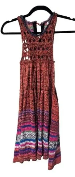 Free People Crochet Fair Isle Mini Dress / Tunic Shirt, Size XS thumbnail 1