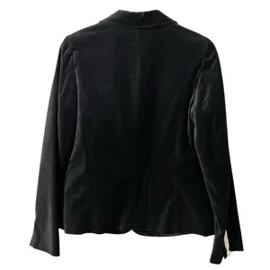 Vintage Old Navy Womens Y2K Black Velvet Blazer Sz M Whimsigoth Academia Preppy thumbnail 3