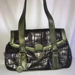 Anne Klein drk brown & green leather purse thumbnail 1