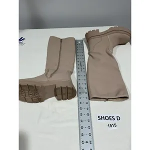 Womans Vivianly Size 7.5 Flesh Color Tall Chunky Heel Boots thumbnail 2