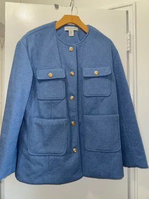 Rachel Zoe blue button front coat jacket size M thumbnail 2