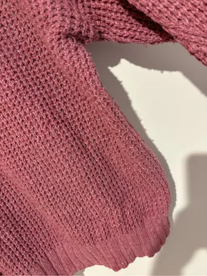 American Eagle Oversized Crew Neck Long Sleeved Waffle Knit‎ Sweater pink large thumbnail 5