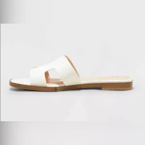 a New Day Womens Nina Wide Width H-Band Slide Sandals 92244961 White 10W thumbnail 5