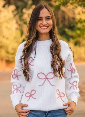 Bow sweater White Size L thumbnail 1