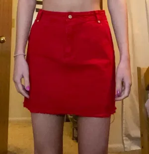 Honey Belle Red mini jean skirt thumbnail 1