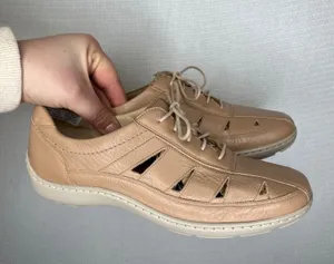 Waldlaufer Henni 496003 Taupe Nubuck Leather Lace Up Walking‎ Shoes Women 6 Wide thumbnail 1
