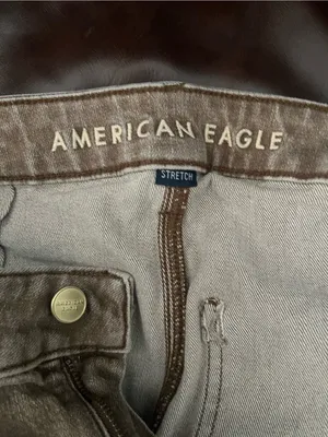American Eagle Stovepipe Jeans Womens 2 Brown Taupe High Rise Straight Stretch thumbnail 14