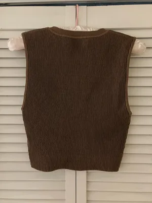 Babaton Aritzia Sculptknit Brown Cropped Tank Top Small thumbnail 6