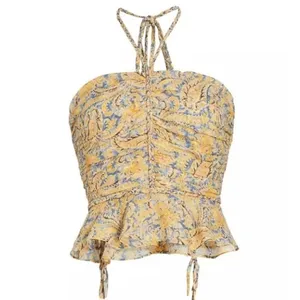NEW‎ Veronica Beard Arienne Gathered Halter Neck Silk Top thumbnail 3