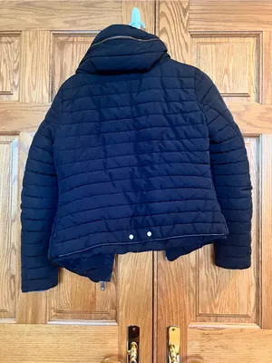 Zara Basic - Black Quilted Puffer Jacket with Hood thumbnail 4