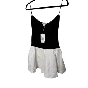 L*Space Mini Dress Black White Sienna Strapless Drop Waist Colorblock thumbnail 2