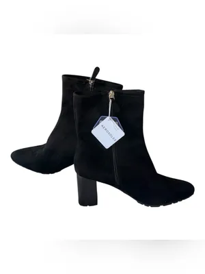 NWT Aerosoles Heeled Ankle Boots -Baylor Black Suede Leather SZ-10W thumbnail 4
