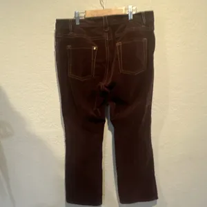 CAbi Women's Brown Stretch crushed corduroy Size 14 Regular 5-Pocket Button Zip thumbnail 4