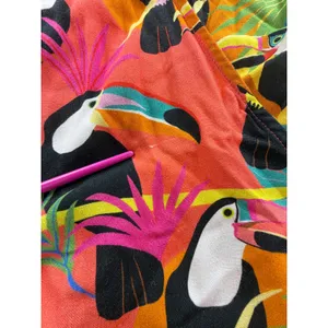 Farm Rio for Anthropologie Toucan Print Wrap Top Orange Yellow Beaded Tassel XS thumbnail 10