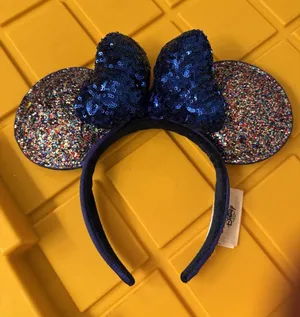 Disney Parks 2020 Minnie Mouse Ears Blue Sequin Bow Headband Sparkles Mickey thumbnail 1