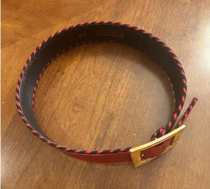 Vintage CARLISLE Belt XS RED Leather 1629 GOLD Metal 1990s Retro thumbnail 1