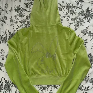Lime Green Rhinestone Bunny Cropped Hoodie thumbnail 6