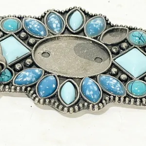 Turquoise‎ Stone Silver Chain Link Adjustable Belt Size XL thumbnail 3