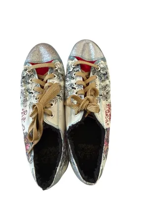 MARC ECKO Red Women's Patterned Glitter Sneakers Size 9 Silver thumbnail 9