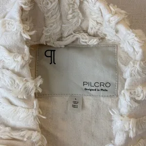 Pilcro Fluffy Corduroy Trucker Jacket Womens Large Cream Frayed Fringe NWOT thumbnail 12