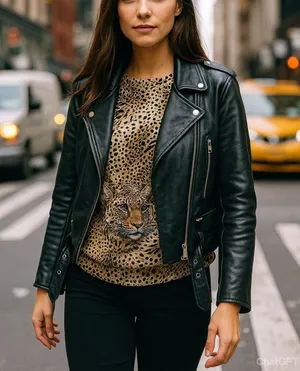 Vintage Leopard Print Blouse Animal Pattern Top Chic Street Style M/L thumbnail 1