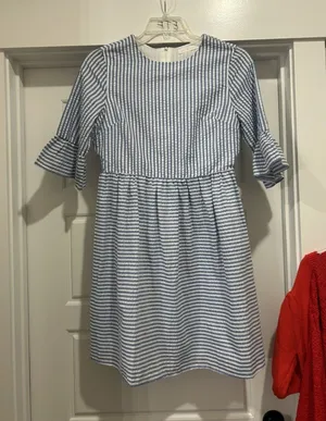 Women’s Size Small Blue Striped Bell Sleeve Fit & Flare Casual Game Day Modest thumbnail 1