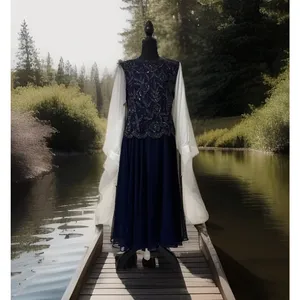 EUC VTG‎ 90s Brilliante By JA Maxi Gown Dress Sequins & Beads Formal Elegant- L thumbnail 2