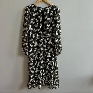 ASOS Emory Park Dark Ditzy Floral Print Maxi Dress Size Large Long Sleeve thumbnail 4