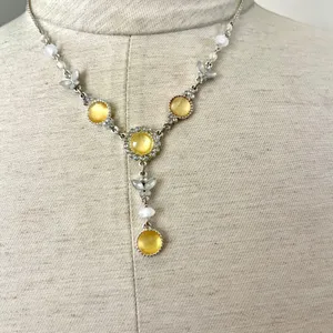 Vintage Avon silver tone yellow butterfly necklace thumbnail 1