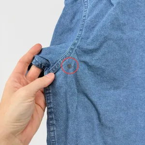 Wrangler Denim Short Sleeve Embroidered Button Down Shirt Blue‎ Women L Raw Hem thumbnail 5