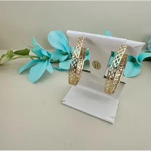 14K Gold Plated Women's Earring Hoop Round‎ thumbnail 2