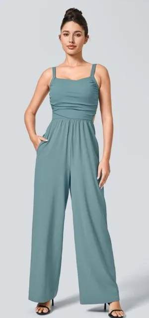 Halara Breezeful Lace Up Pocket Quick Dry Casual Jumpsuit nwot active spring $70 thumbnail 1